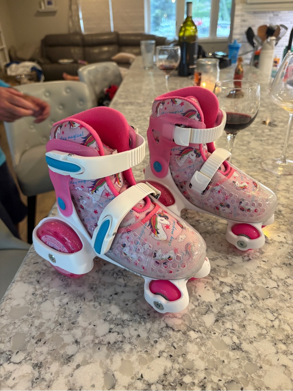 Kids Pink Unicorn Adjustable Roller Skates adjustable size 11-2